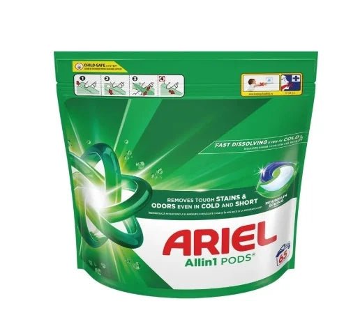 Ariel Detergent De Rufe Capsule All In One Pods Mountain Spring, 65 Spalari