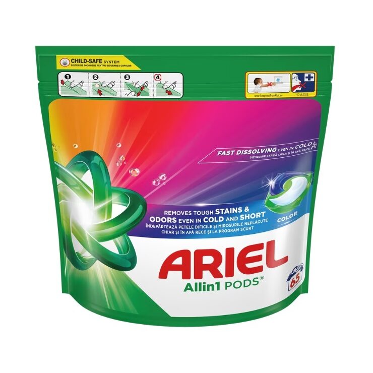Ariel Detergent pentru rufe capsule All In One Color, 65 spălări